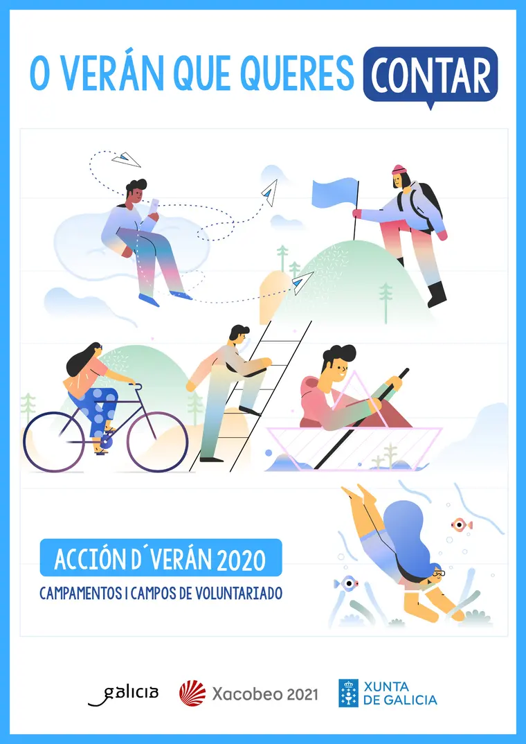 Cartel de la campaña de verano de campamentos 2020