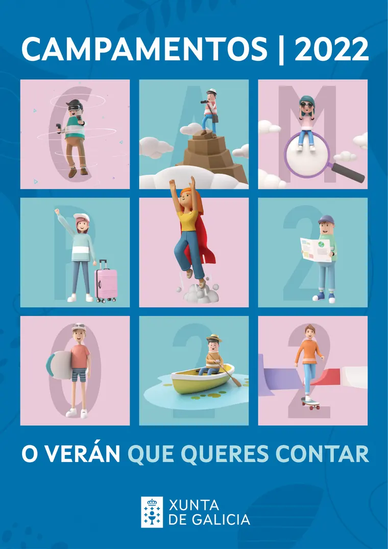 Cartel de la campaña de verano de campamentos 2022